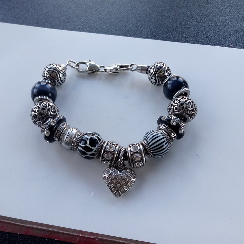 Brighton Black, Silver and Navy Beaded Charm Bracelet - Picture 7 of 7